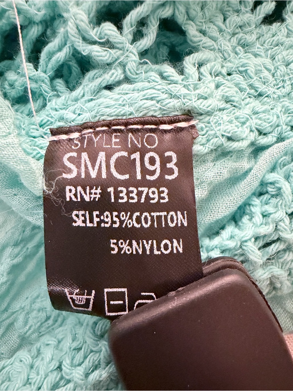 POL NWOT Turquoise Crochet Batwing Button Down Boho Top One Size - Picture 8 of 9